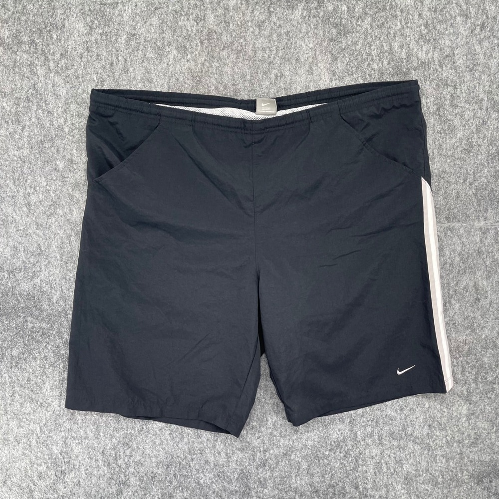 Nike sShorts Mens XL Black Running Shorts Mesh Lined Stripe Zipper Vintgae Y2K